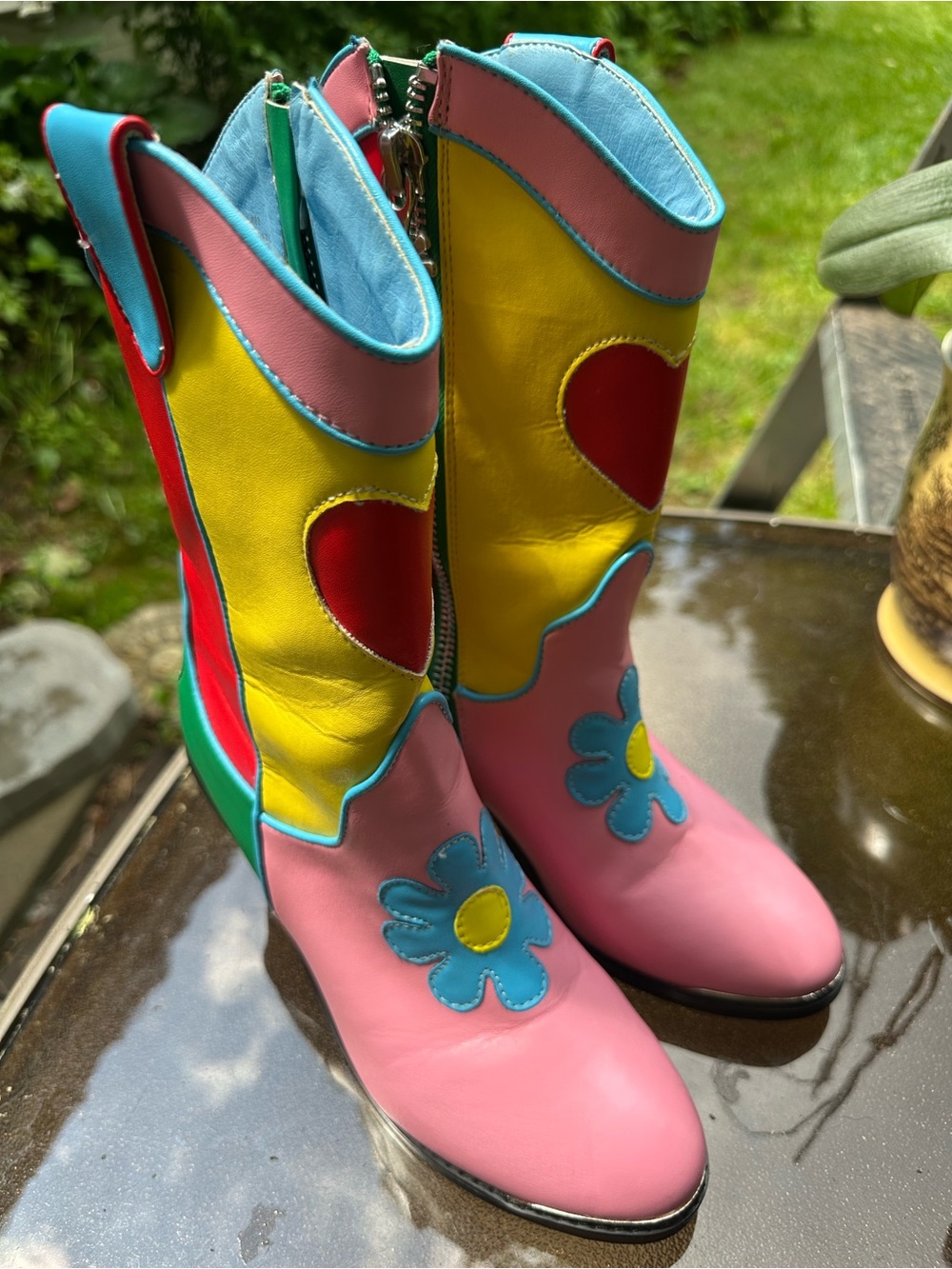 DELIA*S BY DOLLS KILL COLORBLOCK COWBOY BOOTS SIZE 7 - Picture 5 of 14
